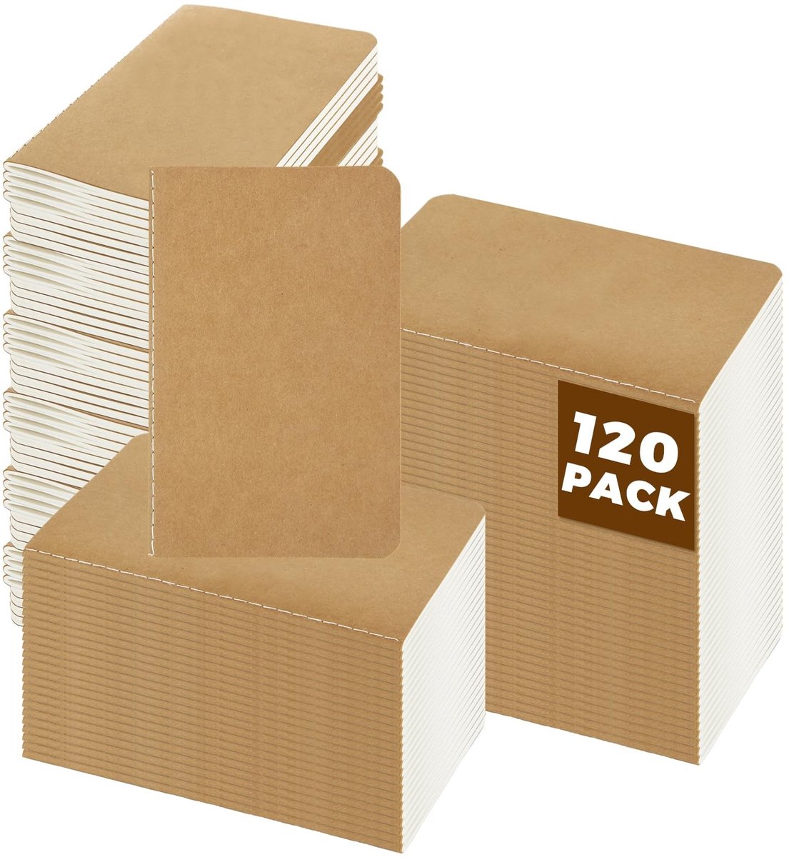 Mini Notebooks Set - 8,9 cm x 14 cm, bruin, 60 blanco pagina's
