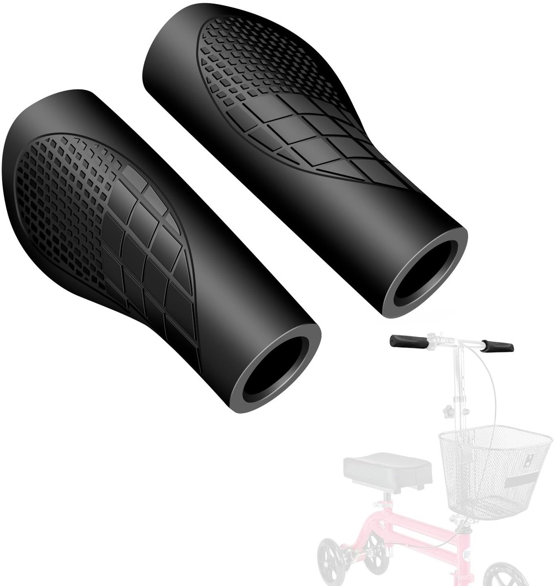 2 Stuks Knie Scooter Handgrepen - Zwart