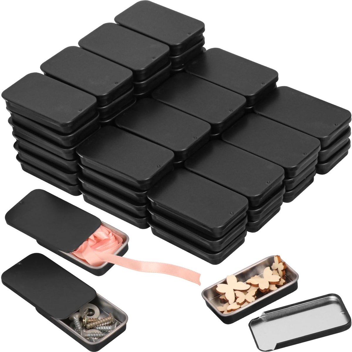 70 Stuks Mini Blikjes met Deksel - Zwart voor DIY en Opslag