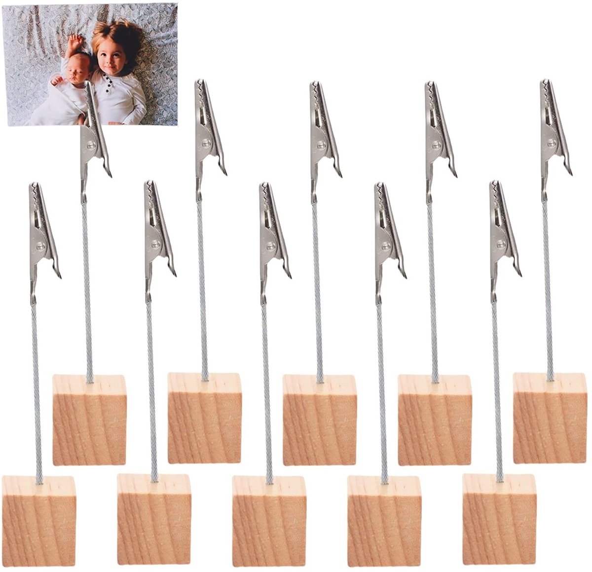 Set van 10 Houten Kaarthouders - Minimalistisch Design