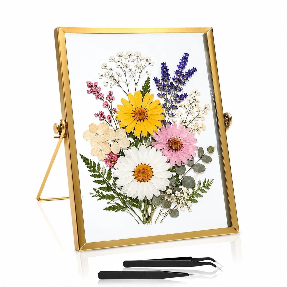 Fotolijst - Dubbel Glas met Standaard - Goud 15 x 20 cm