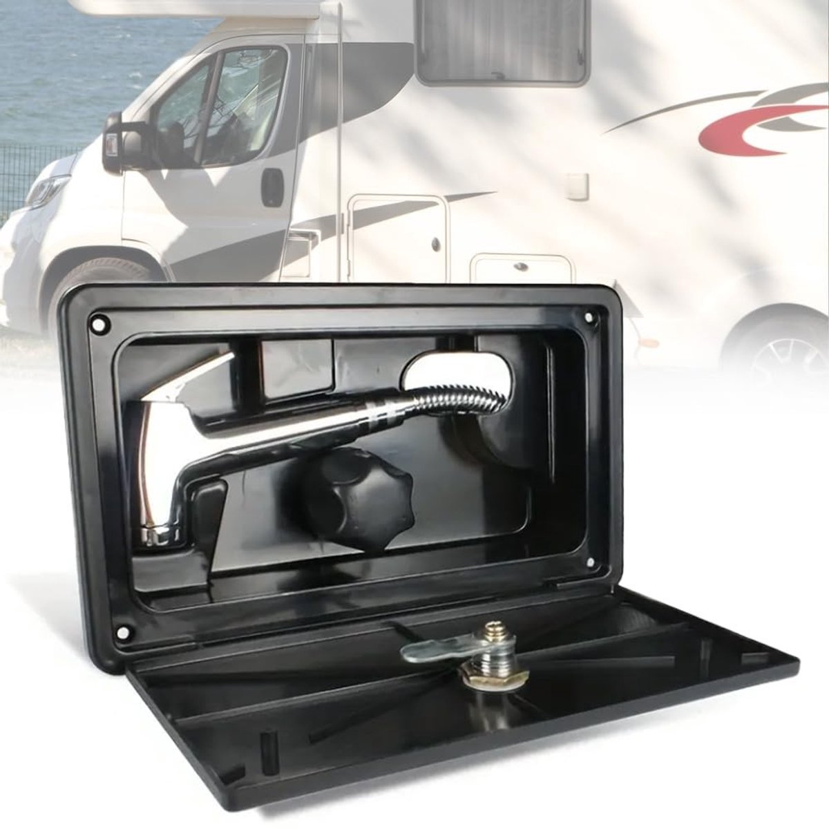 Buiten Douche Kit - Wateraansluiting met Slot en Sleutel - Zwart