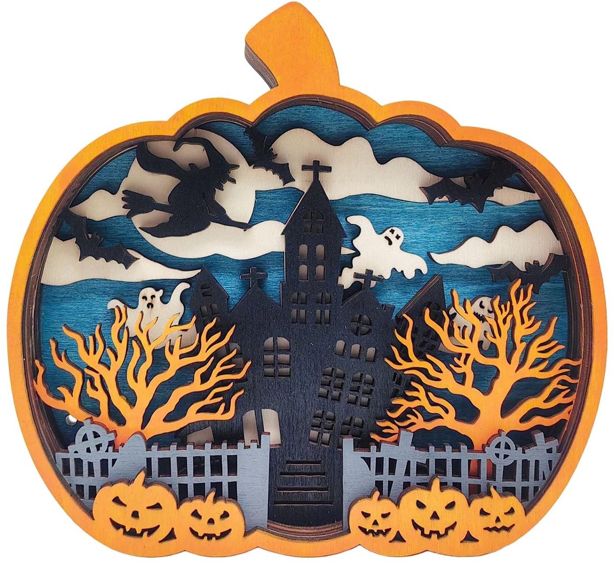 Halloween Kamerdecoratie - Houten Pompoen Ornament