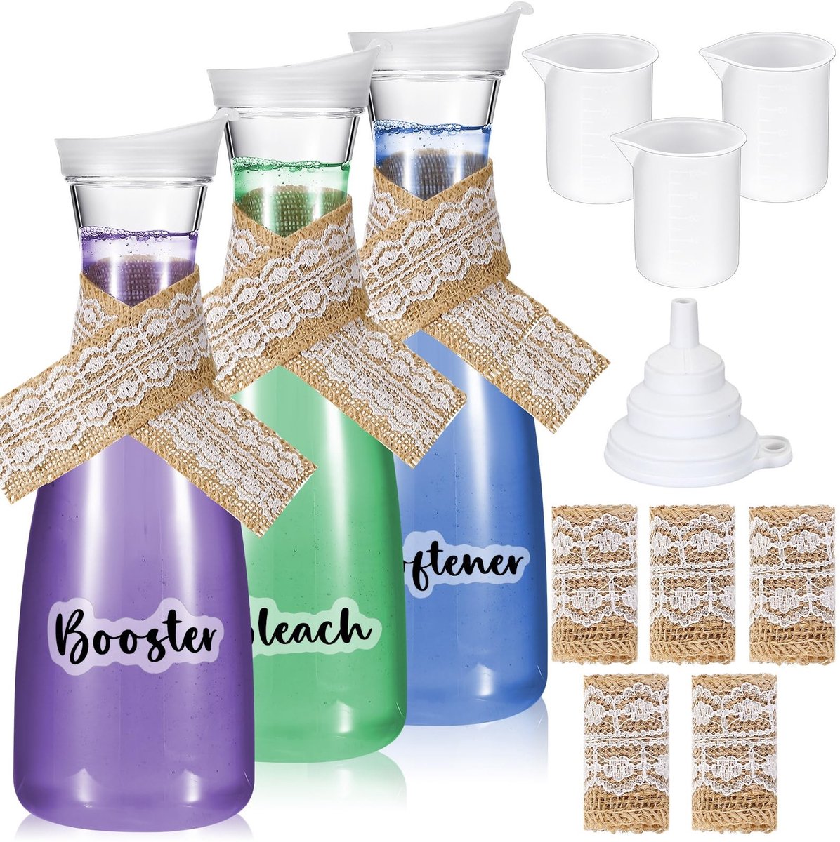 Set van 3 Wasmiddel Dispenser met Deksel - Wit