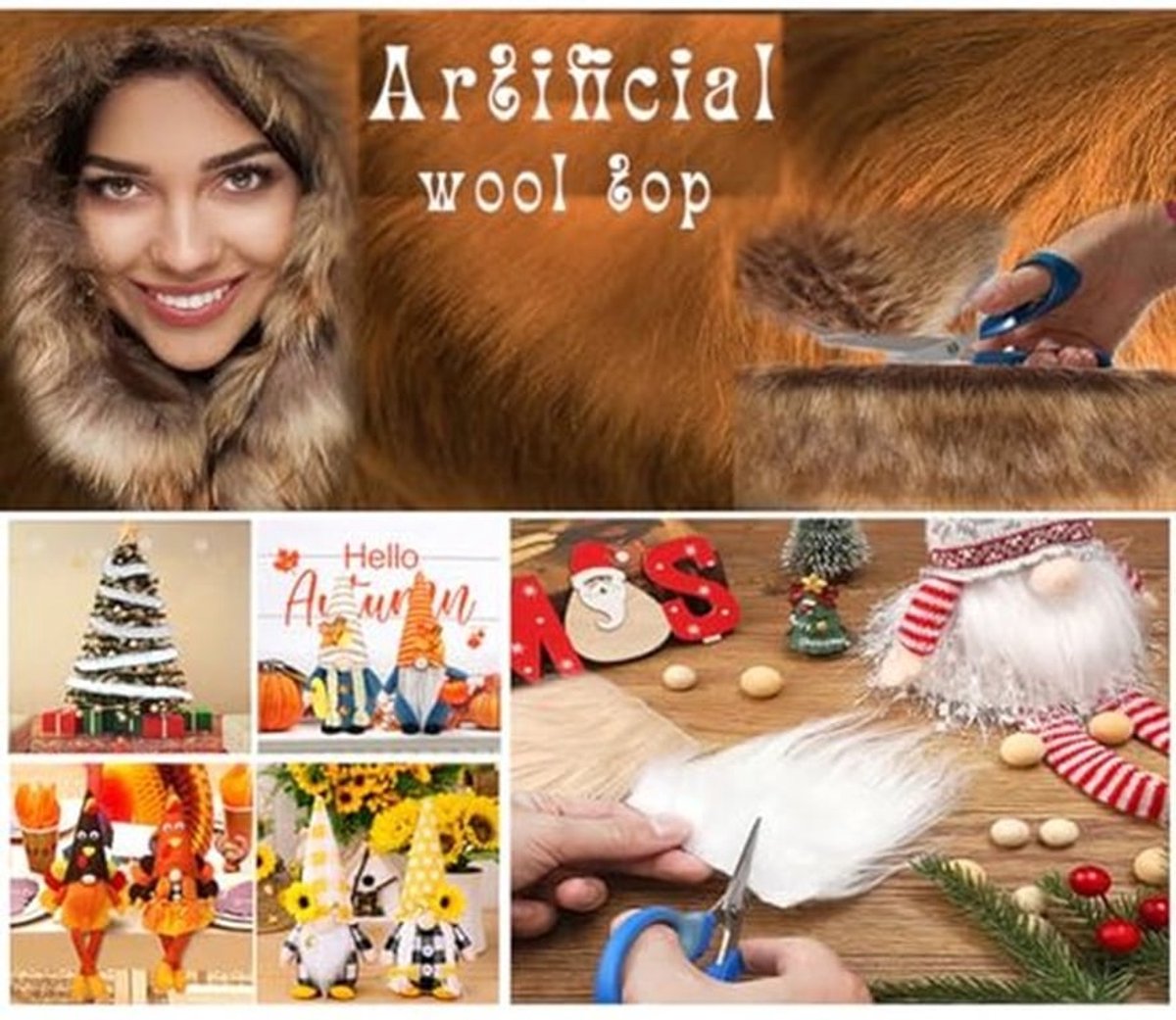 Faux Fur Band 7cm x 100cm - Zacht Pluche Trim voor Kerstdecoratie en Doe-het-zelf Projecten