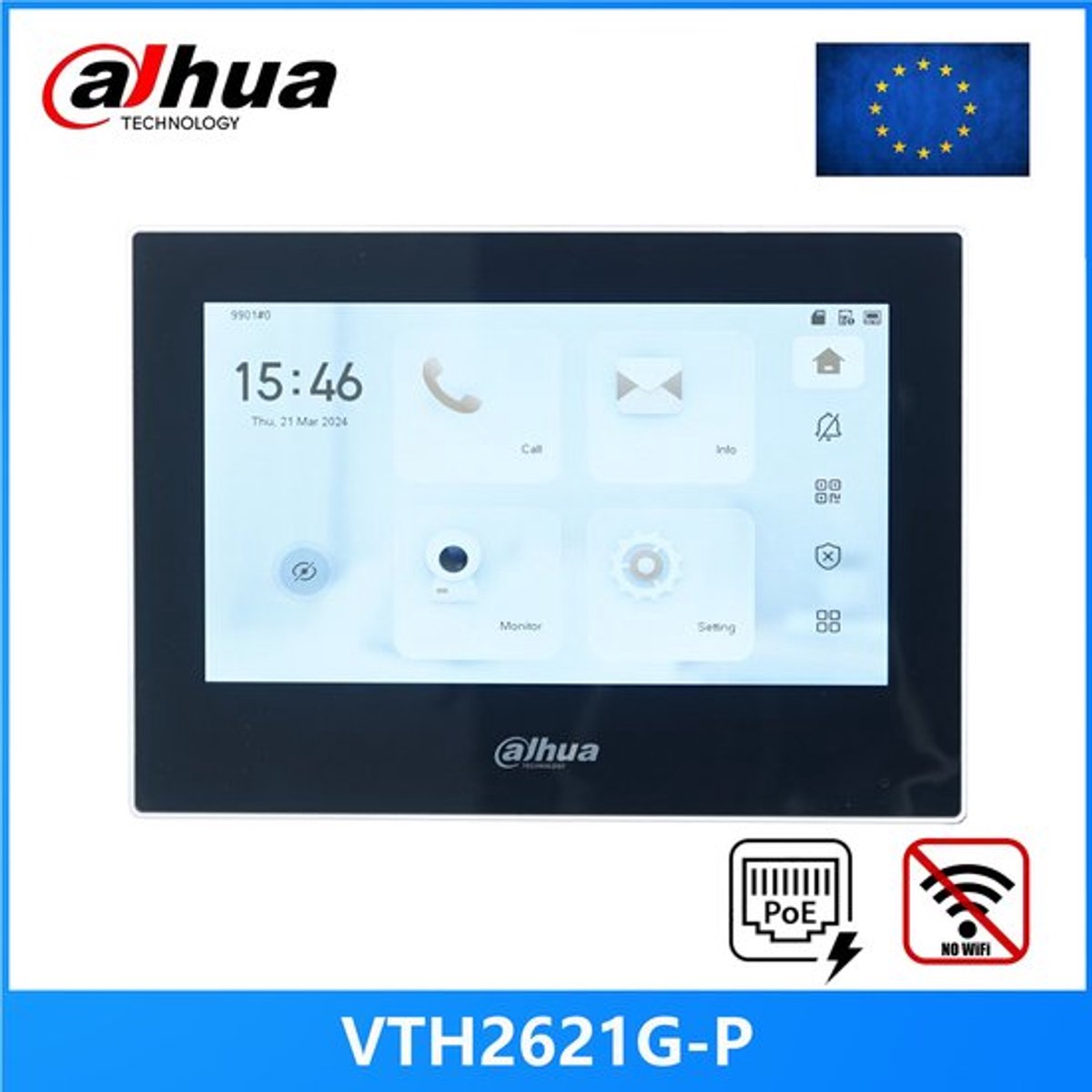 Video Intercom Monitor - Zwart Scherm - 7 Inch Touchscreen - Handsfree - Bedraad - Voor Binnengebruik