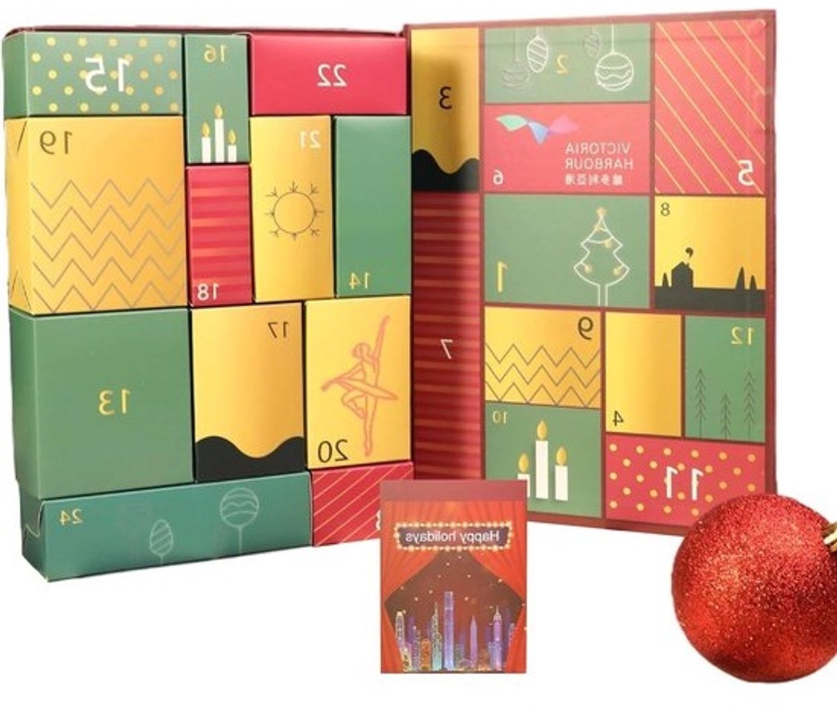 Aftelkalender Dozen - Kerstkalender Cadeauverpakking - Feestelijke Organisatie - 12 Roosters - 30 x 22.5 x 7 cm - Niet gespecificeerd