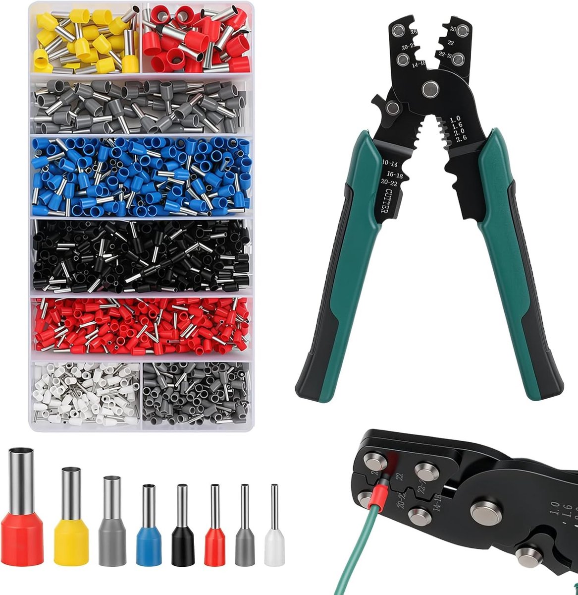 Set van adereindhulzen voor elektrische verbindingen, 10 x 5 cm, ideaal voor klussen en reparaties