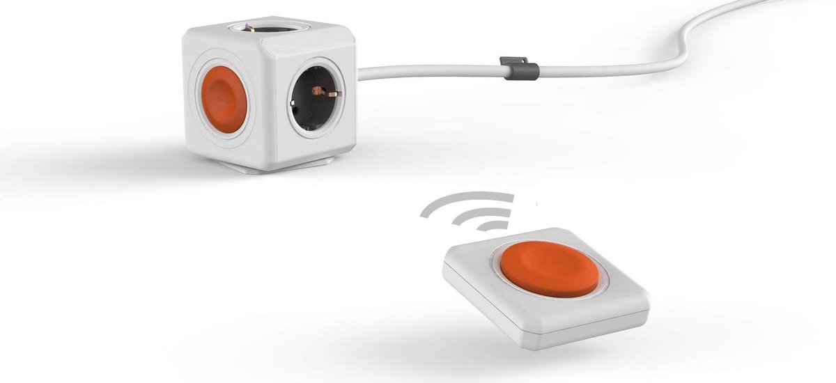 Power Cube Verlengsnoer met 4 Stopcontacten - Grijs-Wit-Oranje