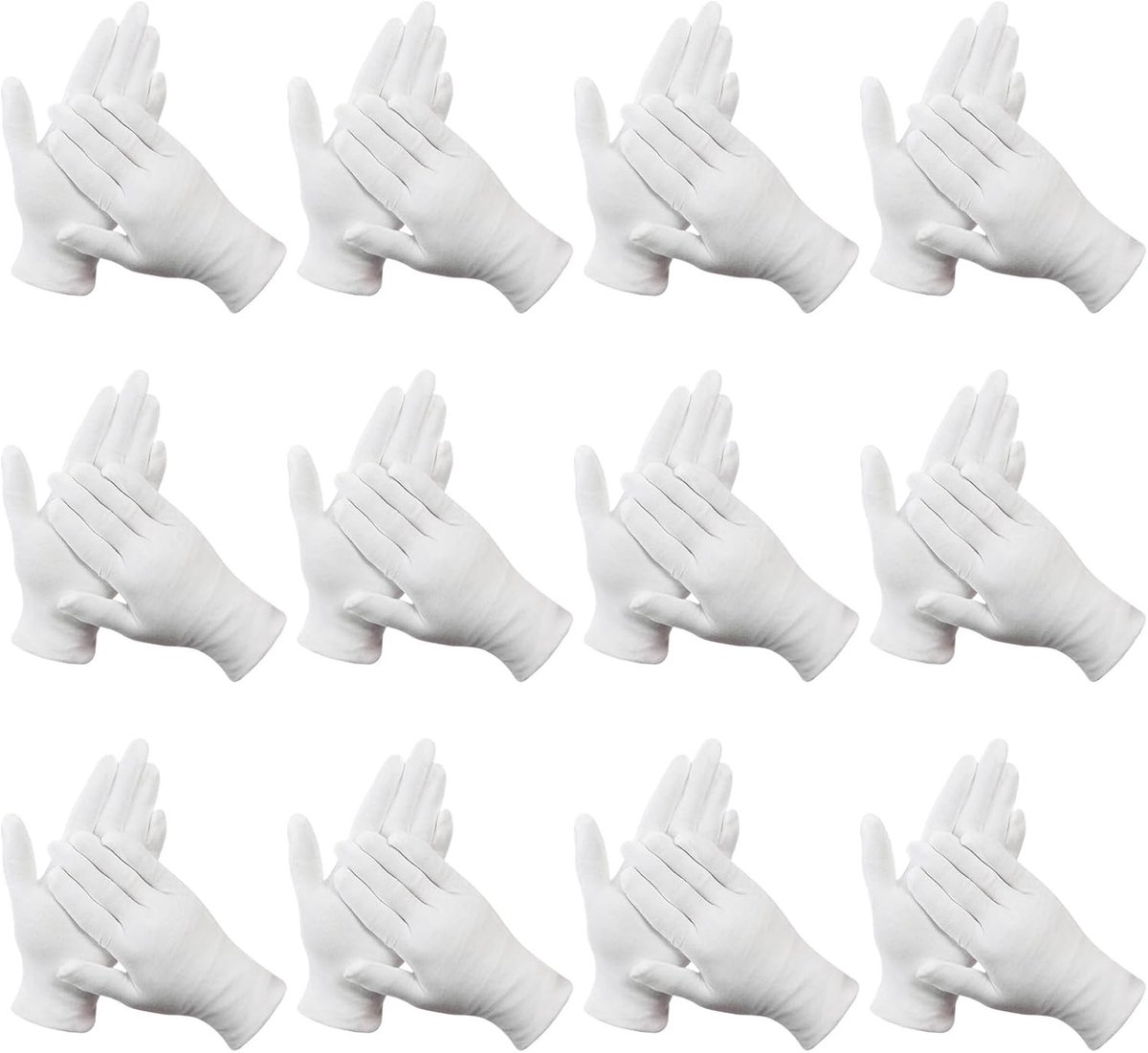 12 Paar Witte Katoenen Handschoenen voor Dermatologisch Gebruik, Hydraterende Handschoenen voor Kostuums, Feestjes en Evenementen