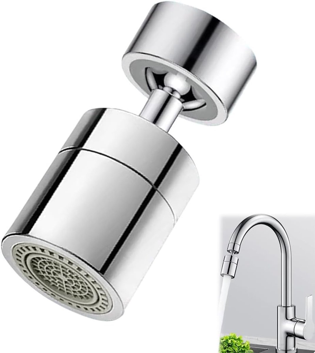 360° Tap Attachment voor Keuken en Badkamer, Rotatable M22/Mjet Types, Jet Regulator en Waterbesparing