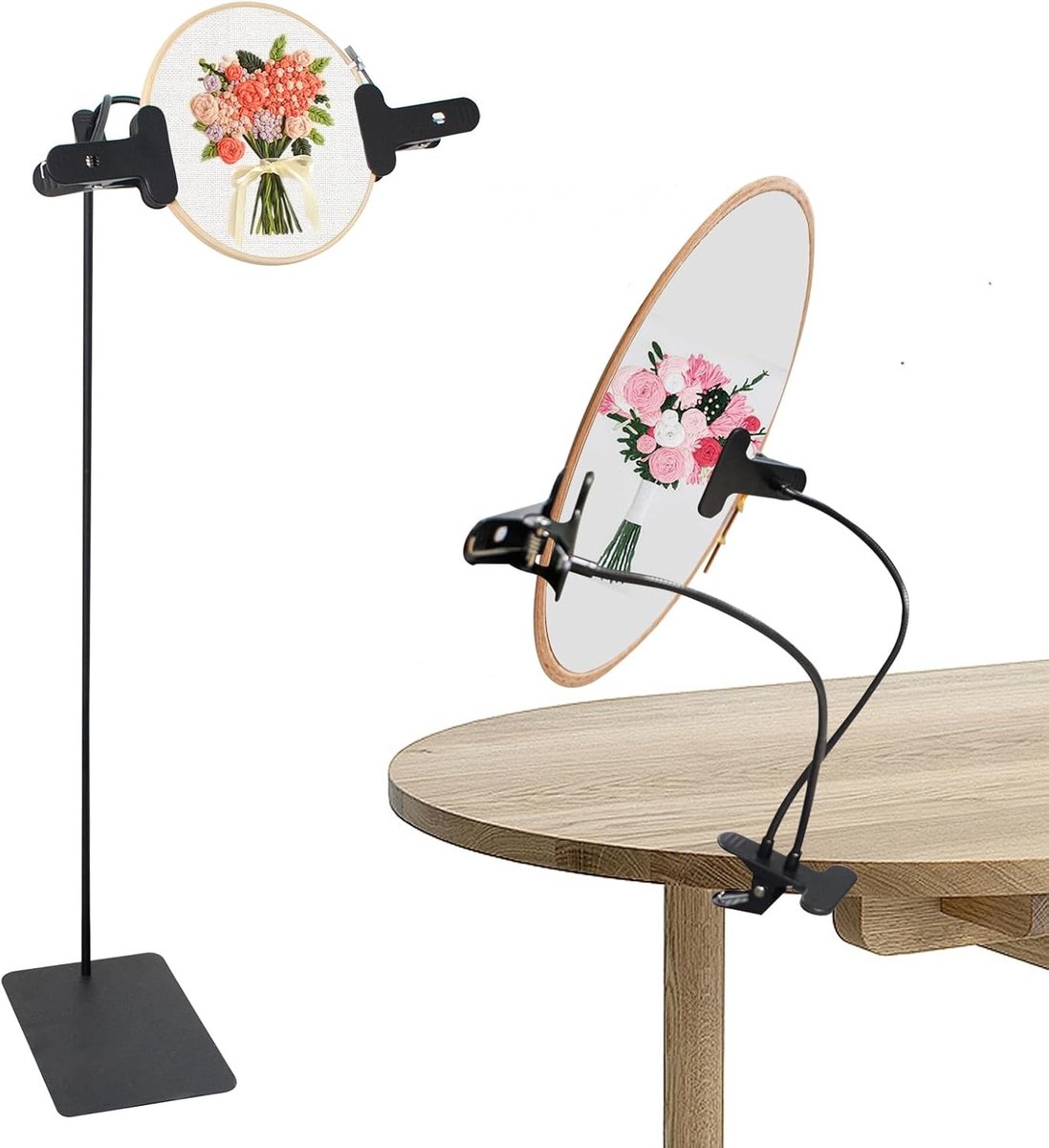 Verstelbare Borduurstandaard met Dubbele Klem, Ideaal voor Handborduren en Kruissteken, Perfect voor DIY Creaties en Naaigereedschap