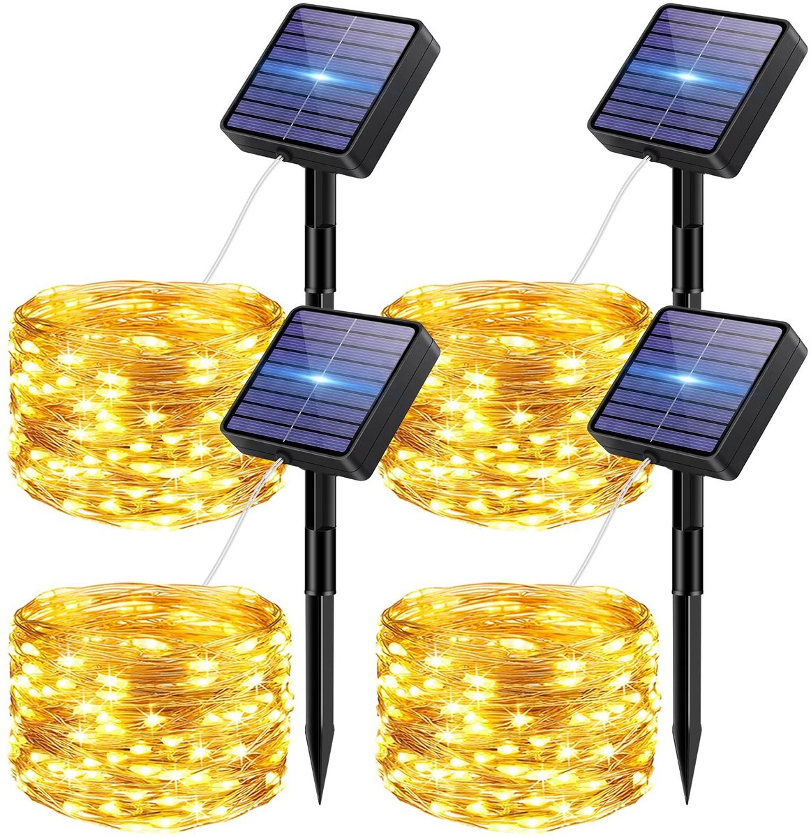Set van 4 Zonne Fairy Lights - Warm Wit - Waterdicht