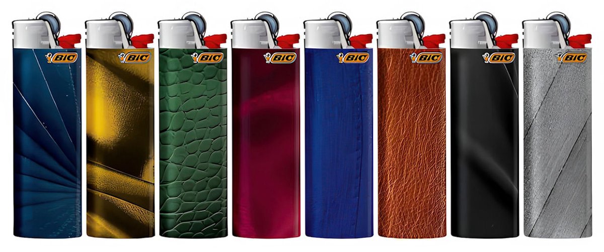 BIC Maxi J26 aanstekers – Texture - Set 8 stuks - willekeurig