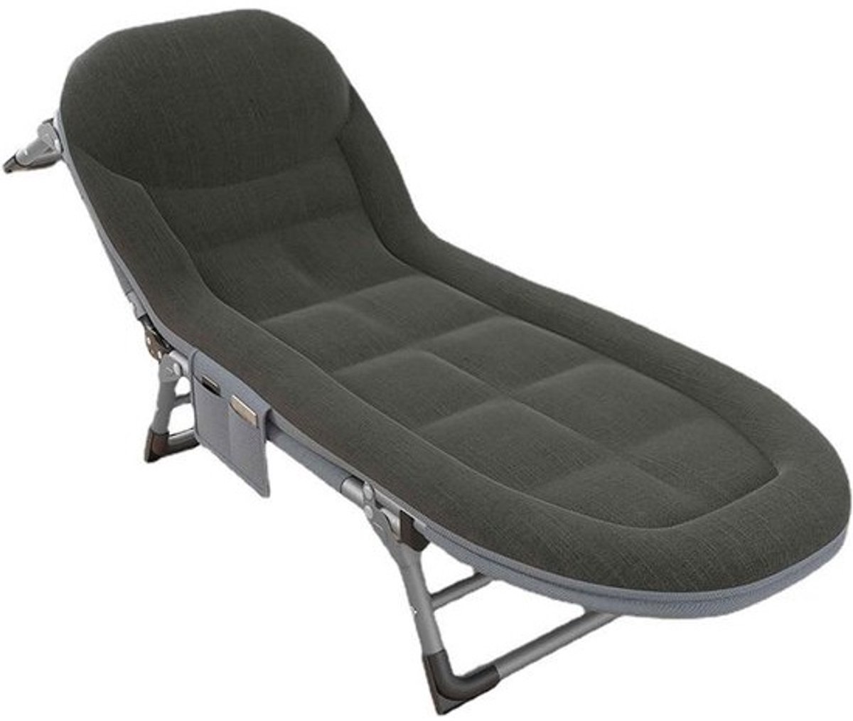 Opvouwbaar Campingbed - Logeerbed Gastenbed - Ontspannen Buiten - 5-Posities Verstelbaar - 200x62cm - Donkergrijs
