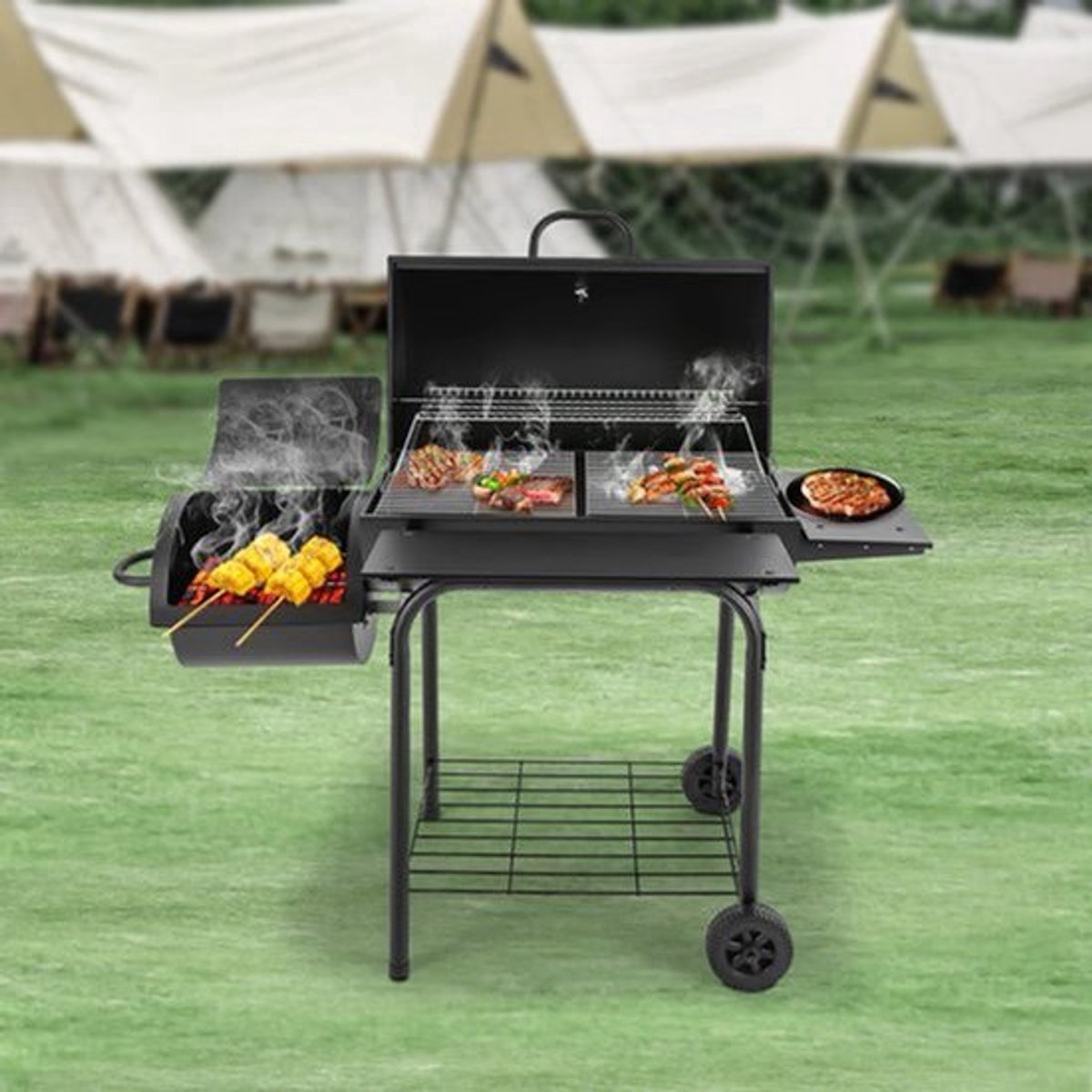 Houtskoolbarbecue – Grote BBQ – Buiten Grill – Kolenbarbecue – Tuinbarbecue – Hoogwaardig Legeringsstaal – Verstelbare Warmte