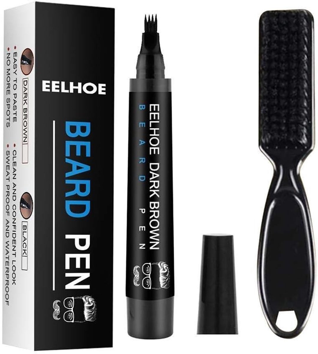 Waterproof Baardpotlood voor Mannen - Baardverf en Vuller, Mustache Kleur- en Vormgereedschap, Ideaal voor een Volle en Strakke Baard