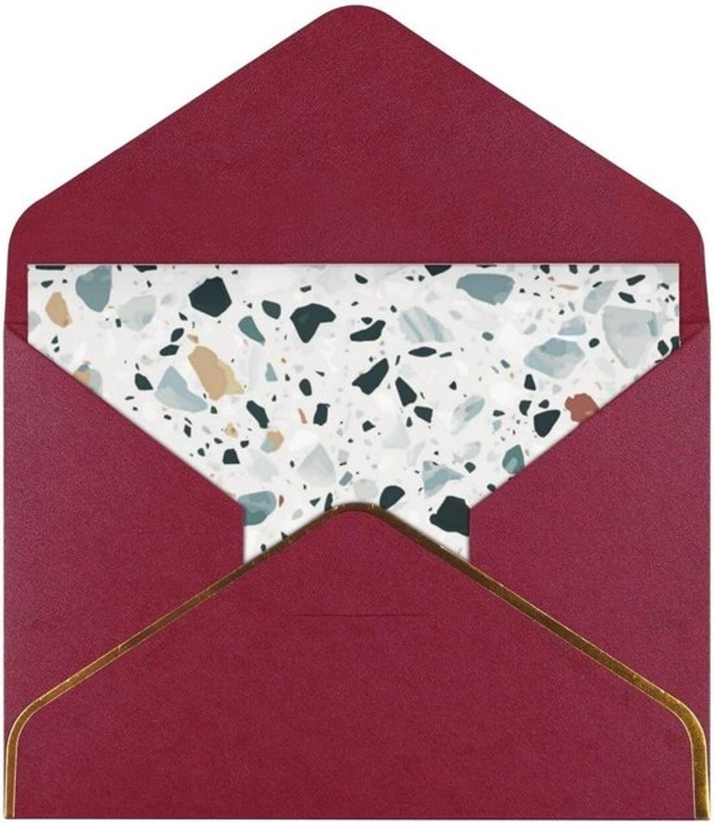 Wenskaarten Set - Bedankkaarten Groetkaarten - Gelegenheden Vieren - Pareleffect Papier - 16 x 23 cm - Donkerrood