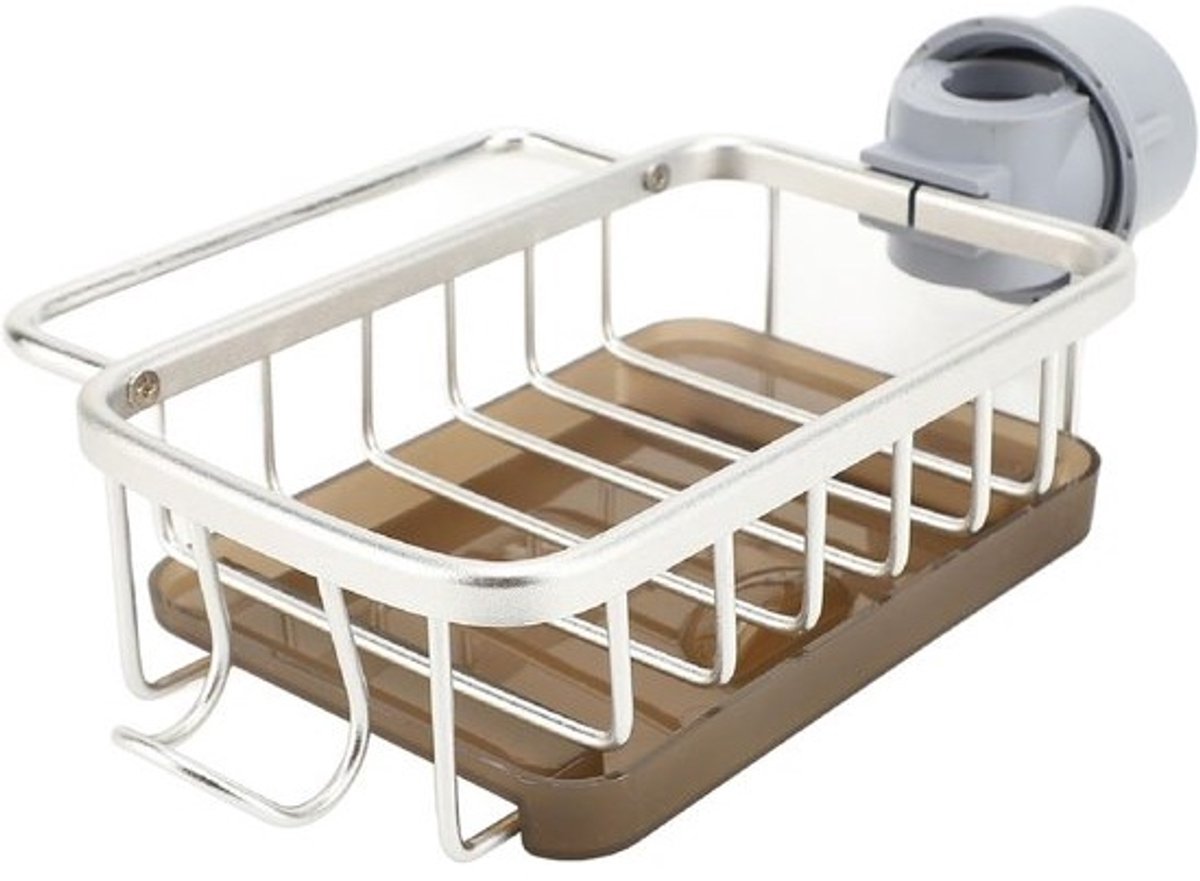 Keukenkraan Organizer - Spoelbak Houder - Keuken Opbergen - Ruimte Aluminium - 28x15x8 cm - Zilver
