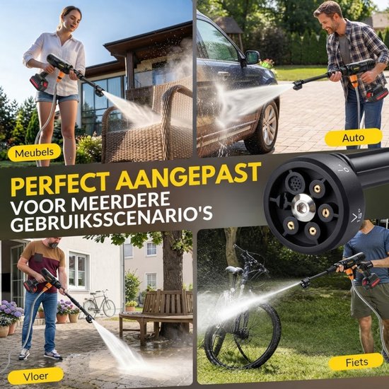 SP® Hogedruk Reiniger Auto - Hogedrukreiniger Auto - Draadloze Hogedrukreiniger - Zwart - 12cm x 15cm x 10cm van sp — afbeelding 5