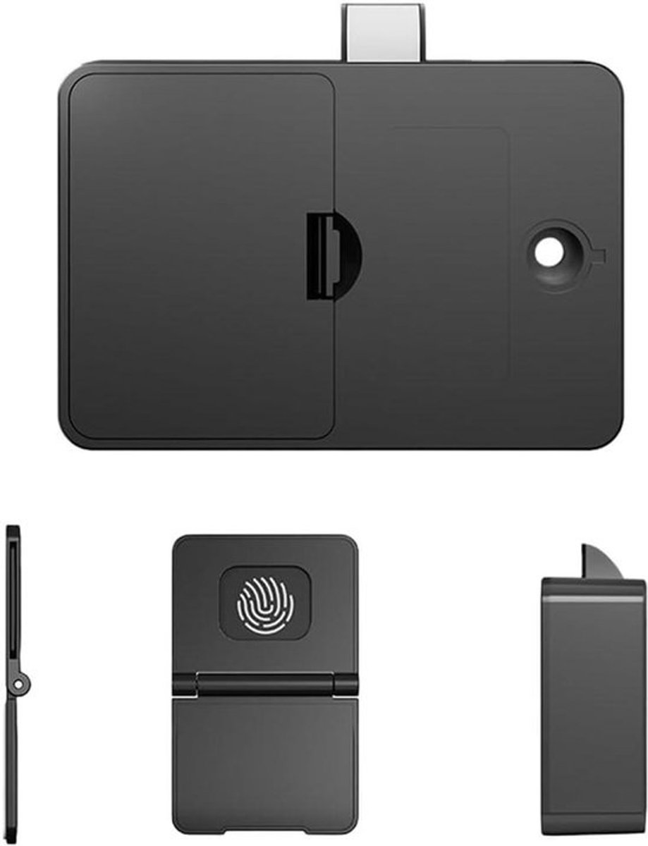 Biometrisch Ladeslot - Vingerafdrukslot Kast - Lades Beveiligen - Geen Boor Montage - 9.5 x 5 x 7 cm - Grijs