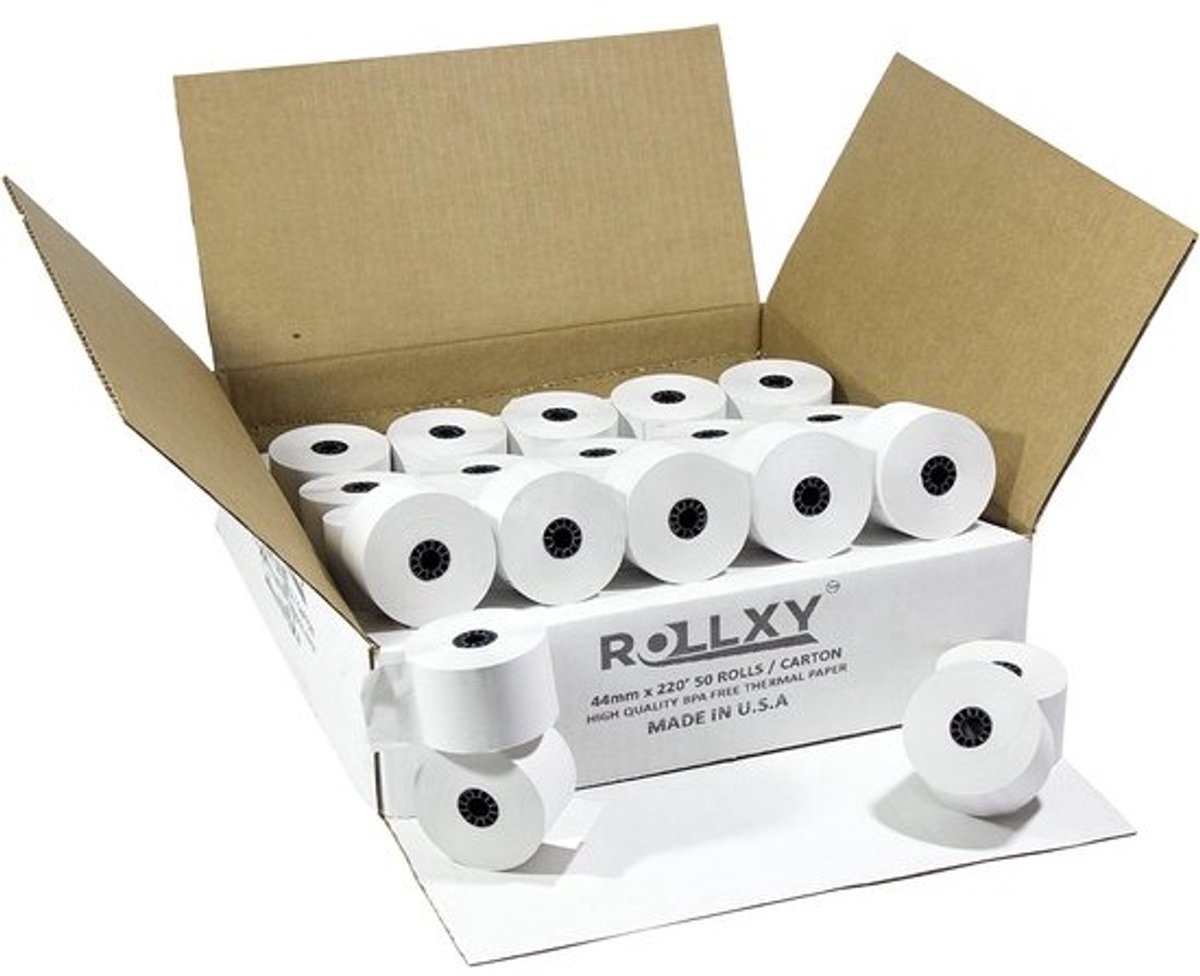 Thermisch Papier Rollen - Kassarollen Kassabonpapier - Bonnen Printen - BPA-Vrij Papier - 44mm x 220 voet - Wit