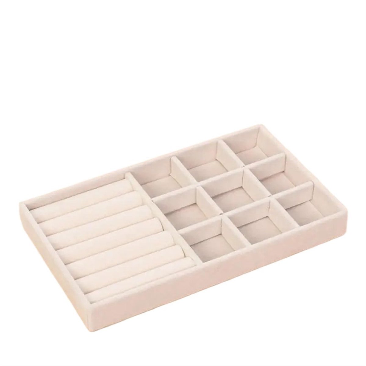 Fluwelen Sieraden Display - Stapelbare Organizer in Beige