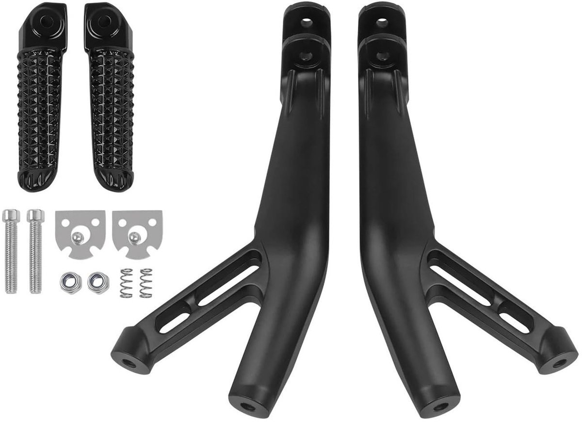 Opvouwbare Voetsteunen voor Motorfiets - Zwart Aluminium