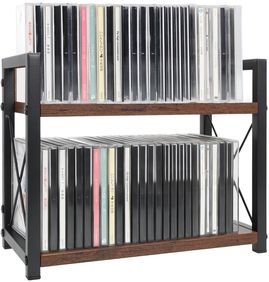 CD Houder met 2 Niveaus - Houten DVD Rack Organizer