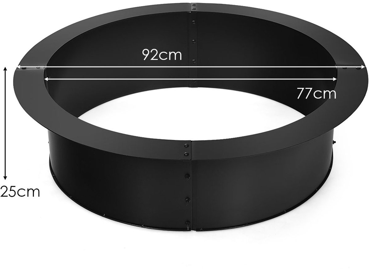 SureDeal® - Vuurschal - Vuurplaats - Buiten Rookvrije Vuurplaatsring - Robuuste Ronde Brander - 91,5x91,5x25,5 cm - Zwart
