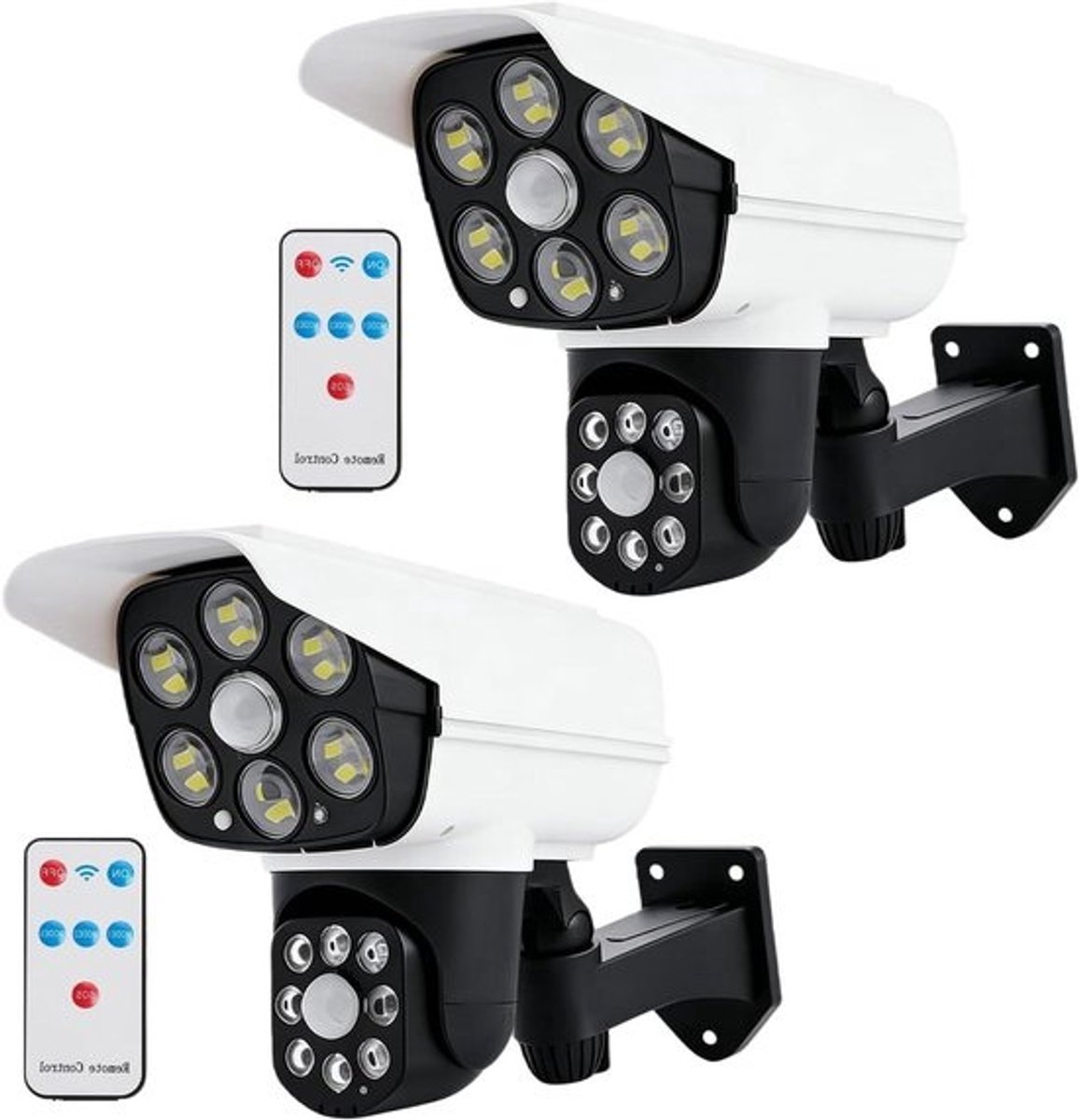 Dummy Camera Set - Nep Camera Buiten - Diefstal Afschrikken - Op Zonne-energie - 2 Stuks - Wit