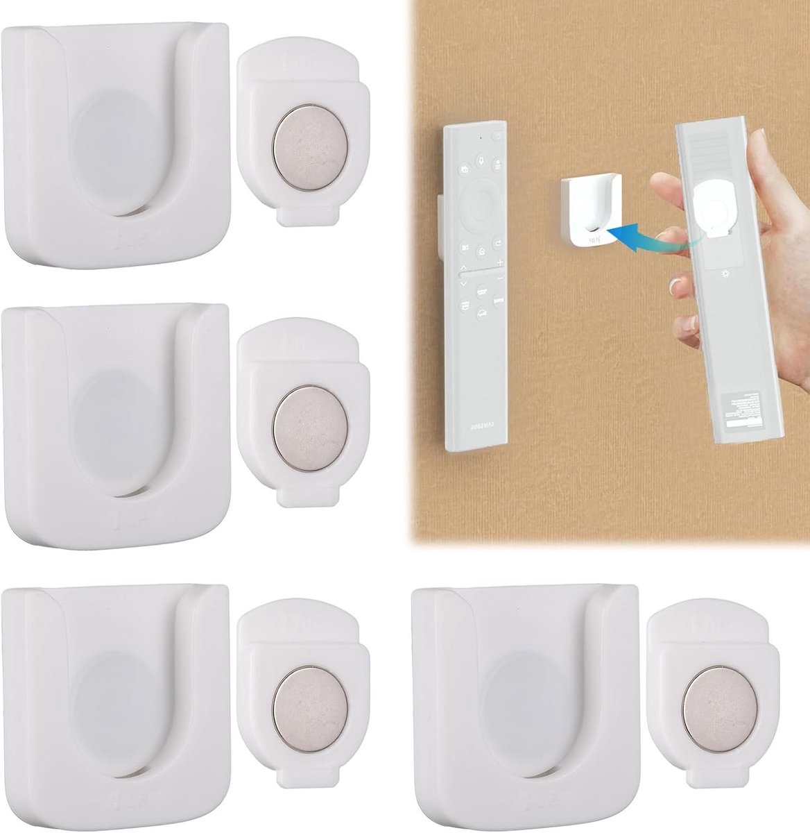 Set van 4 Magnetische Wandbeugels voor Afstandsbedieningen - Sterke Magneten, Geen Boren Nodig, Ideaal voor Thuis en Kantoor Organisatie