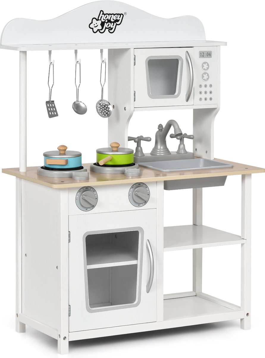 SureDeal® - Rollenspell - Kinderspeelkeuken Houten Speelkeukenset - 60x30x83 cm - Wit