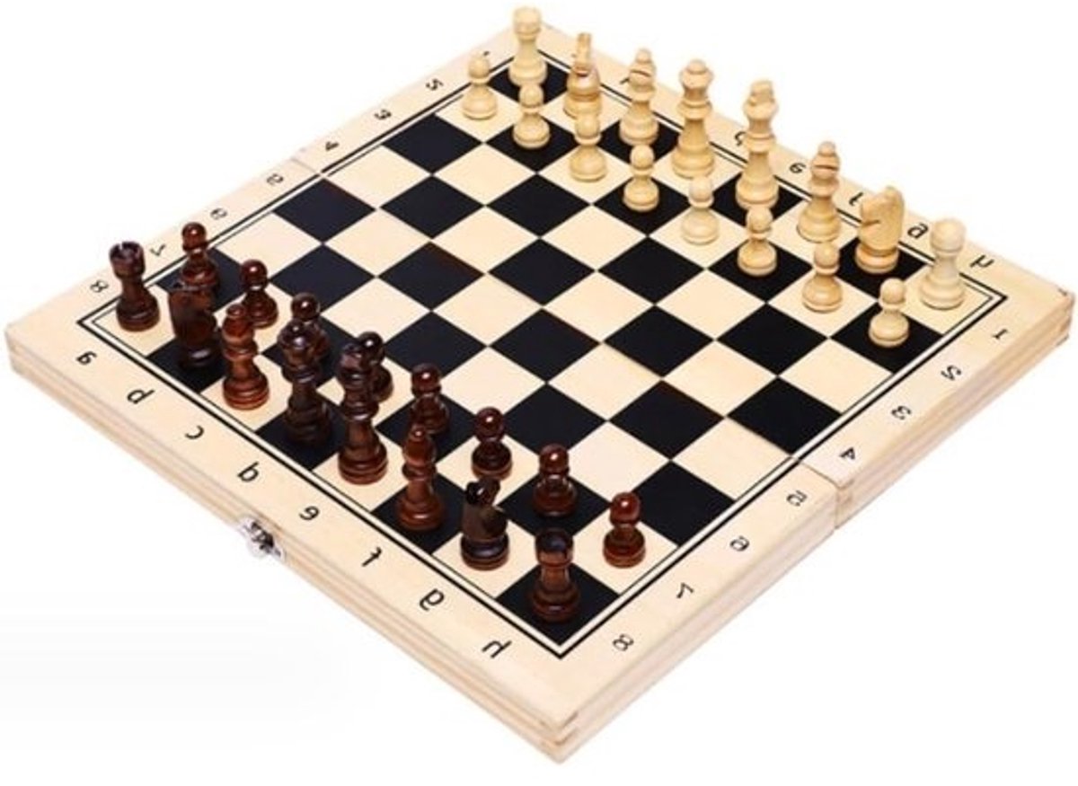 Schaakset Houten - Schaakspel Magnetisch - Intellectueel Vermaak - Magnetische Stukken - 39 x 39cm - Zwart-wit