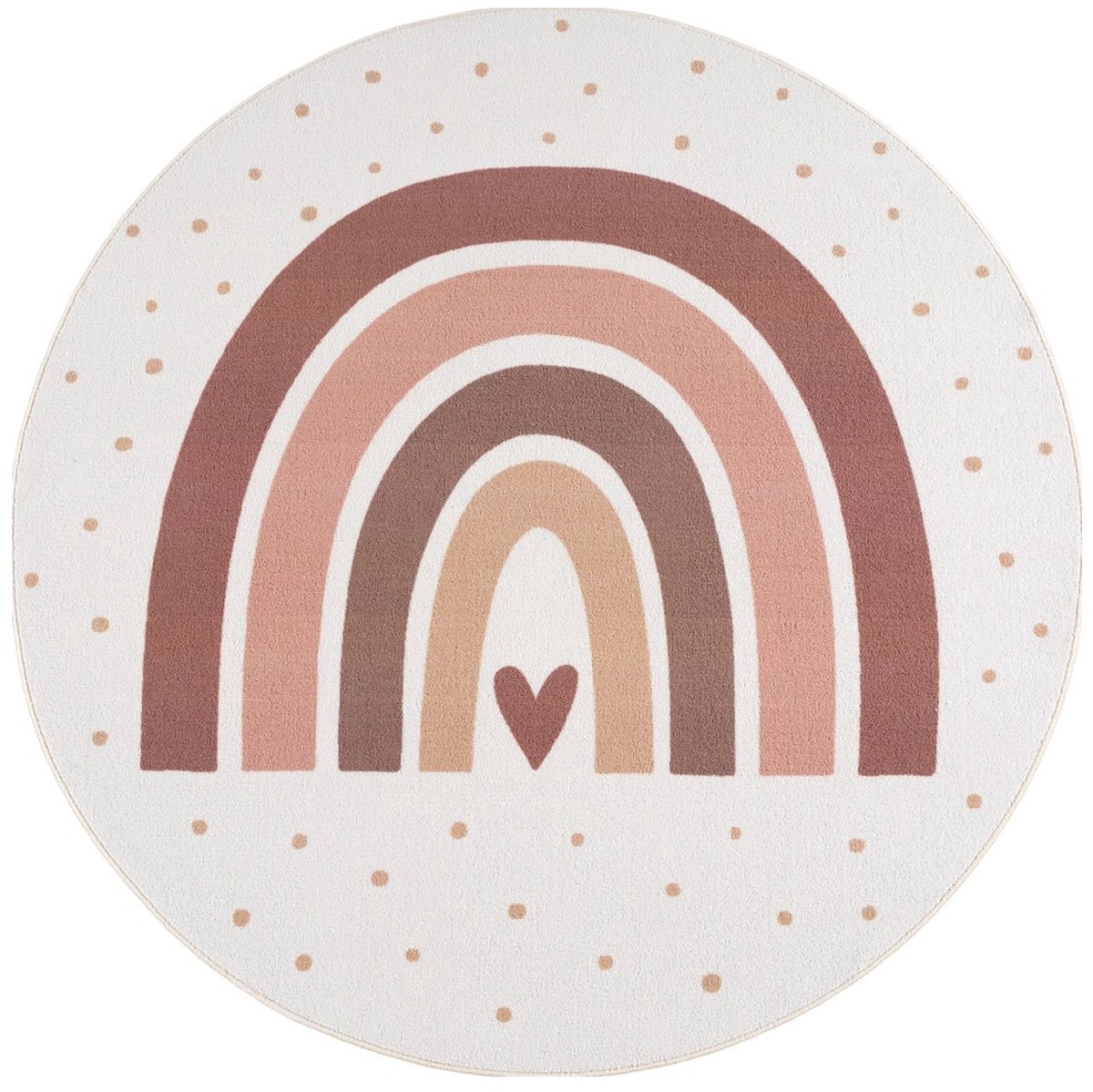 Dutch XXL Rond Kindervloerkleed | Tapijt | Coco | Regenboog | Crème | 160x160 cm