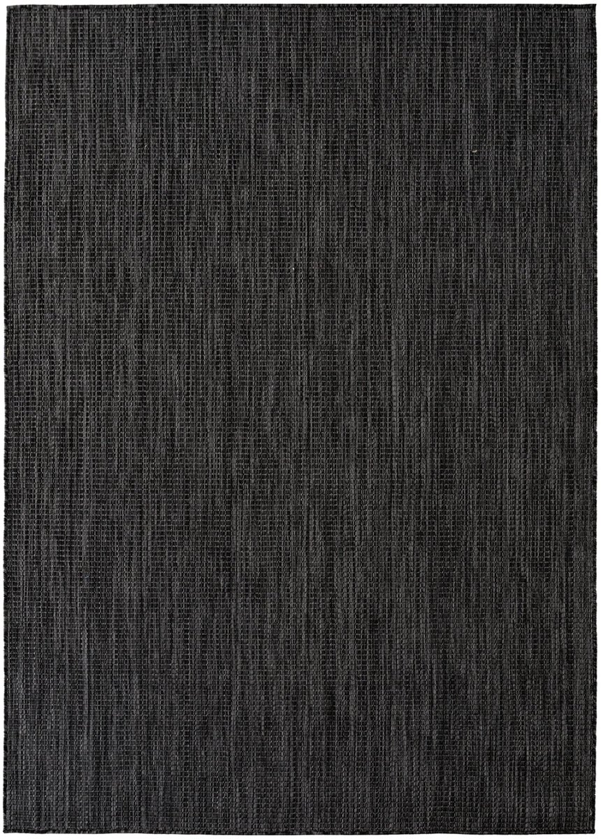 Dutch XXL Buitenkleed | Mira | Raster | Zwart | 80x250 cm | Buitentapijt | Tuintapijt