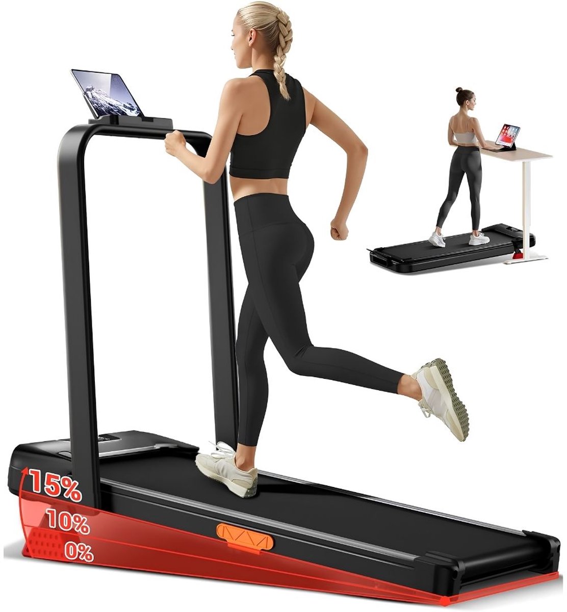 TYR® Wandelband - Walking Pad - Loopband - Zwart - 104cm x 53cm x 95cm