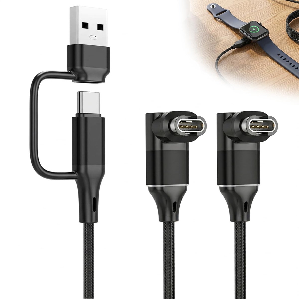 Elzusha - 2-in-1 Oplaadkabel voor Garmin Horloges USB-C & USB-A