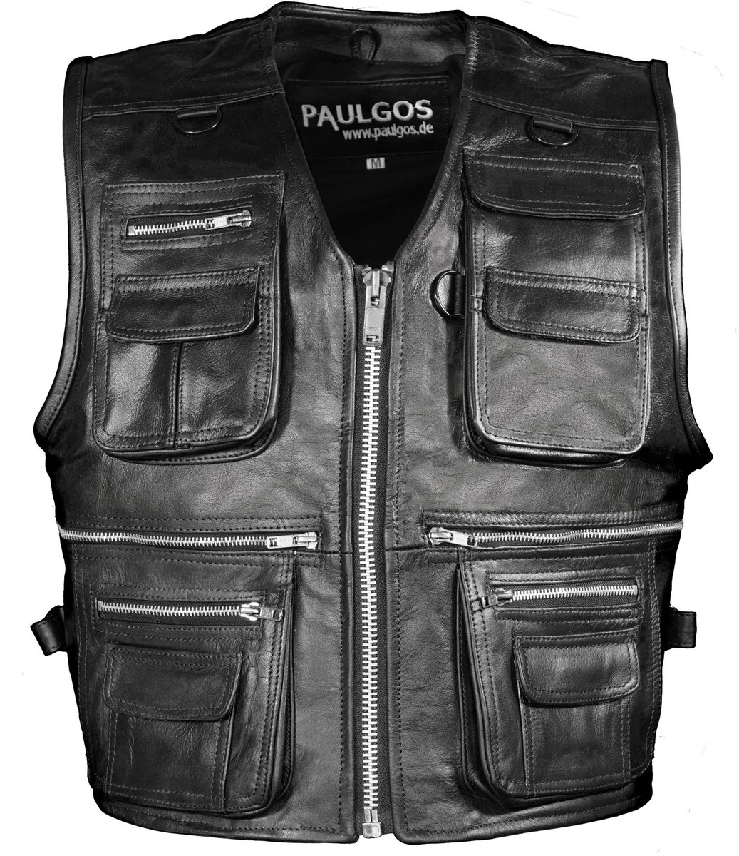 PAULGOS Leren Vest – Biker-/Club-/Chopper-stijl – 100% Echt Leer – BW11