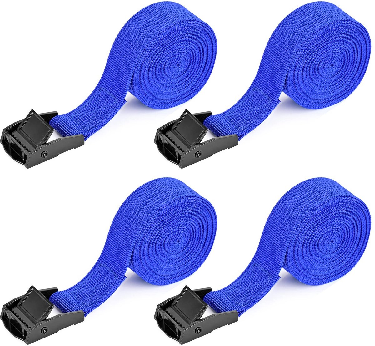 Elzusha - Set van 4 Verstelbare Lashing Straps 2.5m voor Auto en Luggage