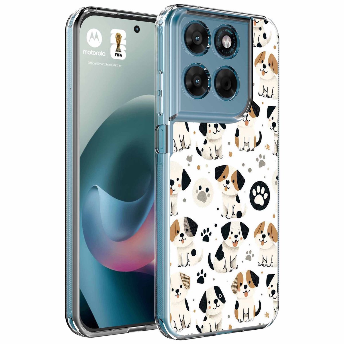 Smartphonica Geschikt voor Motorola Moto G77 Telefoonhoesje met Honden en Pootjes opdruk - Draadloos op te laden - Shockproof Siliconen TPU Strong Case - Sterk Schokbestendig Telefoonhoesje geschikt voor Motorola Moto G77