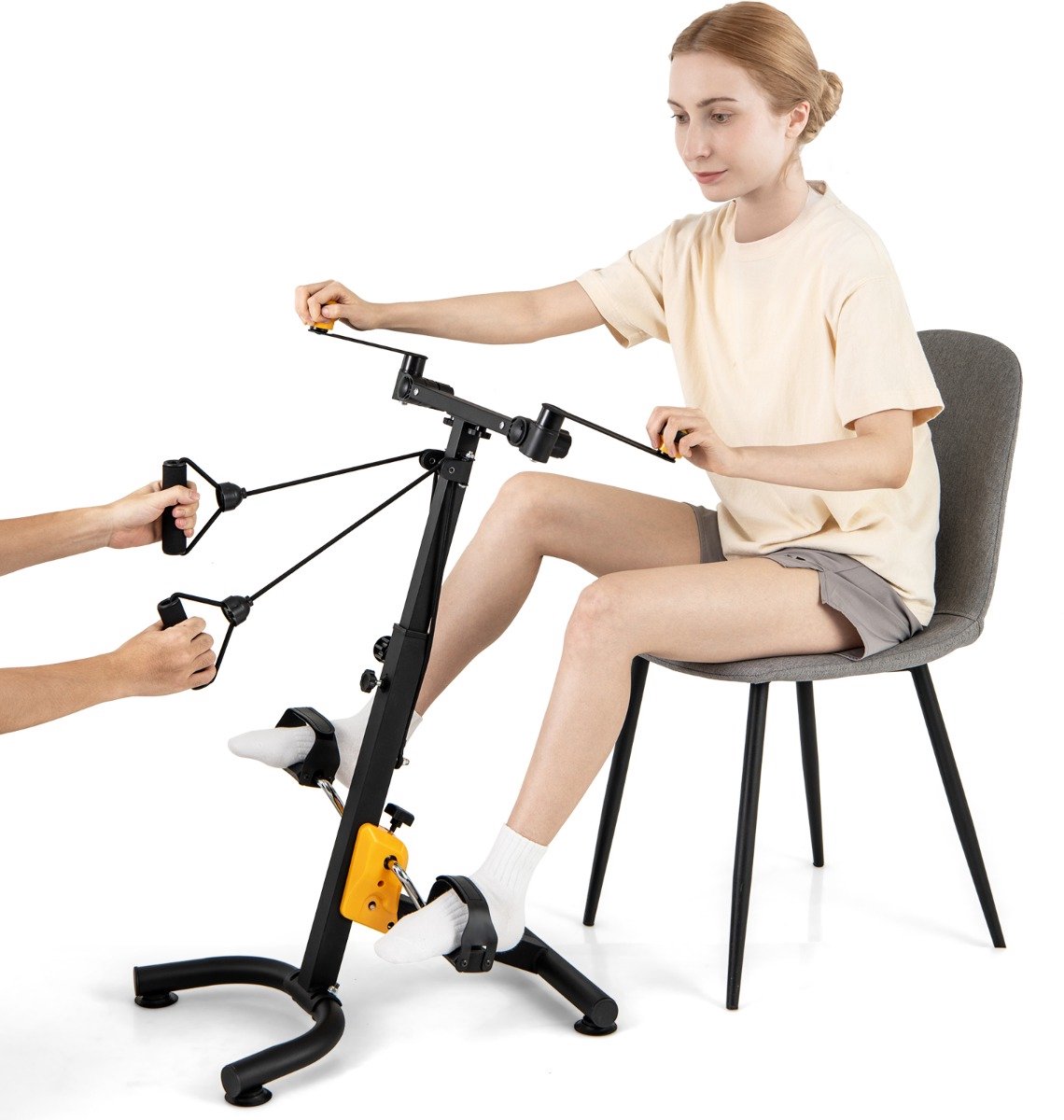 SureDeal® - Cardio fitne - Pedaaltrainer Hometrainer Fiets - 53x43x73 cm - Zwart + Geel