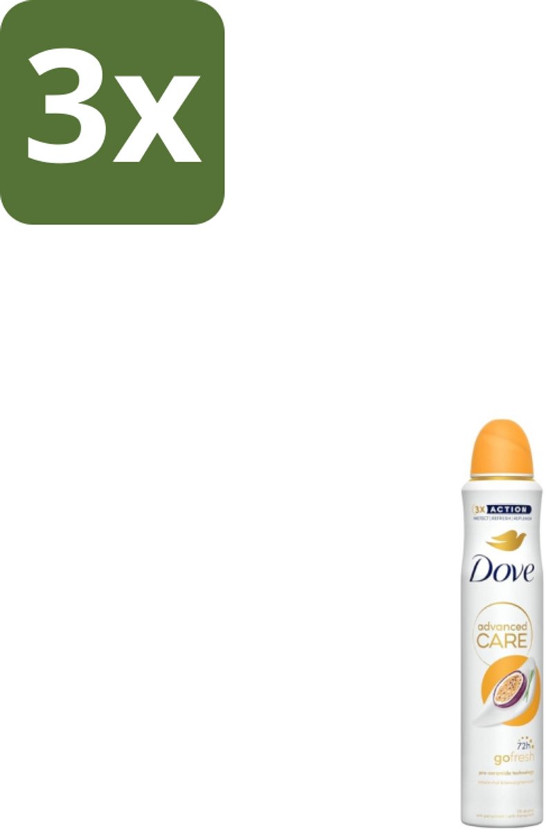 3 x Dove – Deodorant Spray – Passion Fruit – 250 ml - Passievrucht Deodorant - Frisse Deodorant Spray - Passievrucht Geur - Deodorant Spray - Okselhuid Verzorging