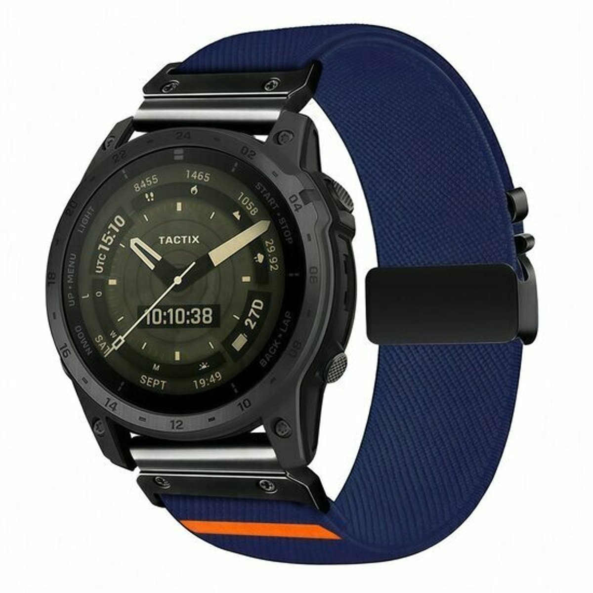 By Qubix - Geschikt voor Garmin bandje - 20mm Quickfit - Nylon bandje met parachute sluiting - Donkerblauw - Geschikt voor Garmin Fenix 9 / 9 pro - 43mm