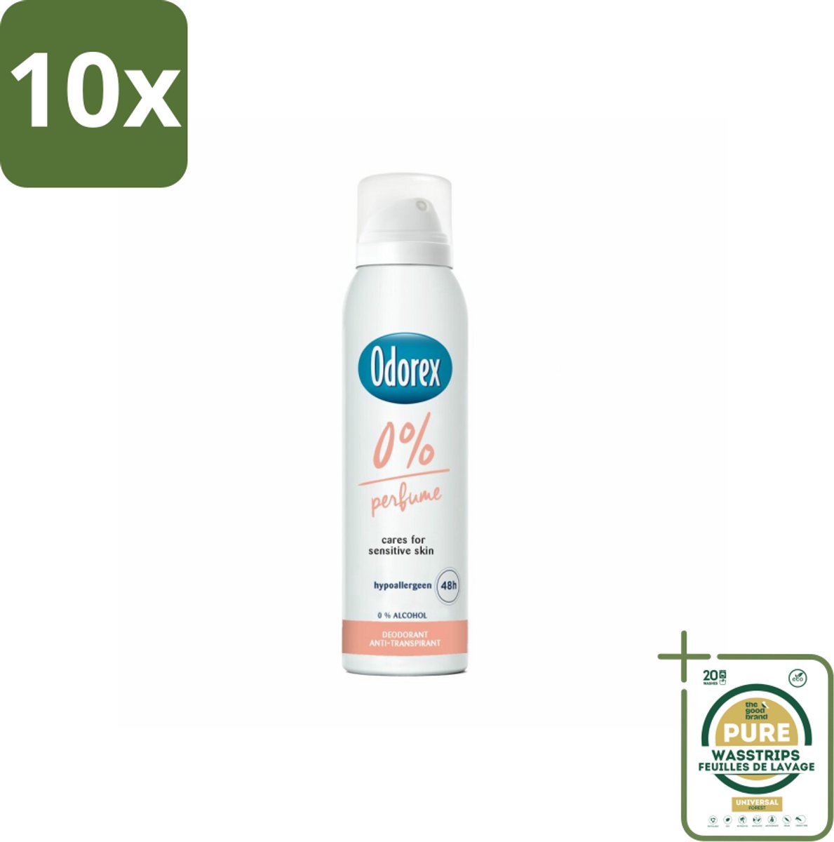 10 x Odorex - Deodorant Spray - 0% Parfum - Zonder Geurstoffen - 150 ml - Grootverpakking - 0% Parfum - Geurstoffenloos - Deospray - Huidgevoelig - Alcoholvrij