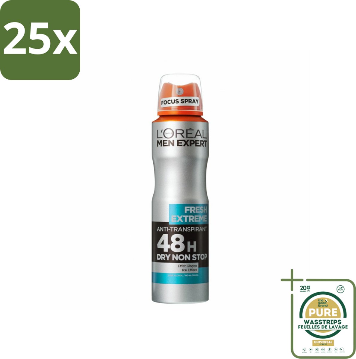25 x L'Oréal Men Expert Deodorant Spray Fresh Extreme 150 ml - Grootverpakking - Deodorant Spray - Anti-geur - Transpiratiecontrole - 48 Uur Bescherming - Fris Gevoel