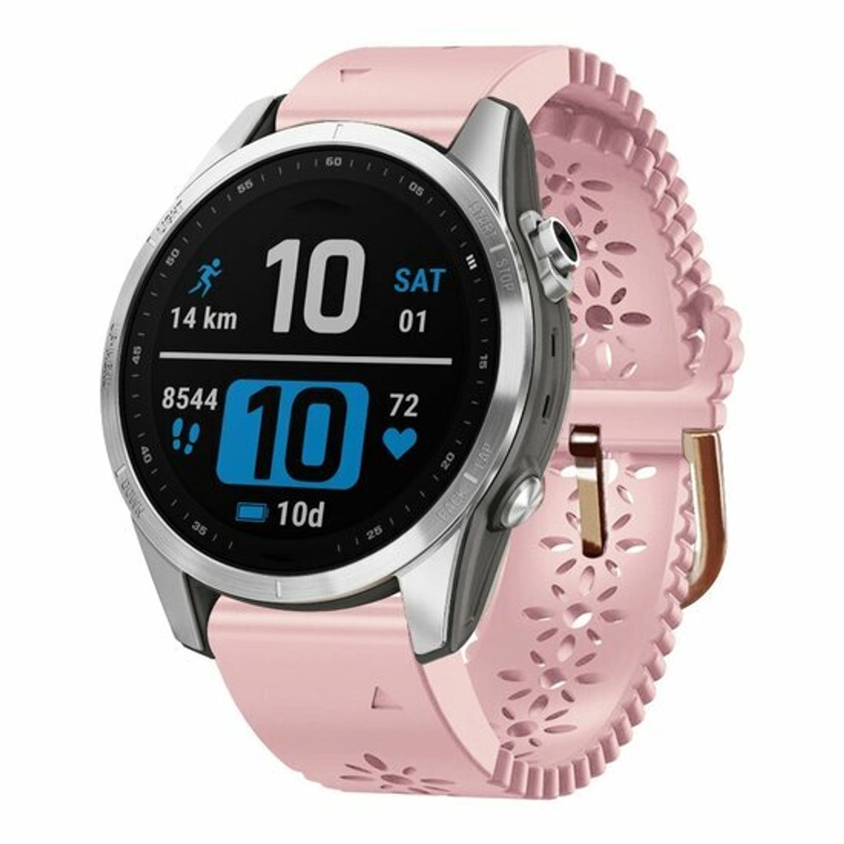 By Qubix - Geschikt voor Garmin bandje - 20mm Quickfit - Flower siliconen bandje - Roze - Geschikt voor Garmin Fenix 9 / 9 pro - 43mm