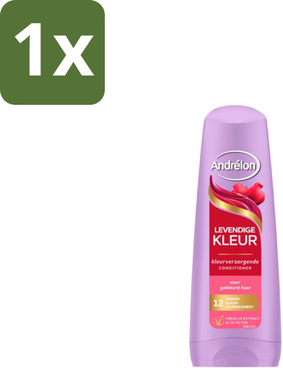 1 x Andrélon Conditioner Levendige Kleur 200 ml - Kleurvervanging - Haarkleur Bescherming - UV-filter - Hibiscus-extract - Haarkleur Levendigheid