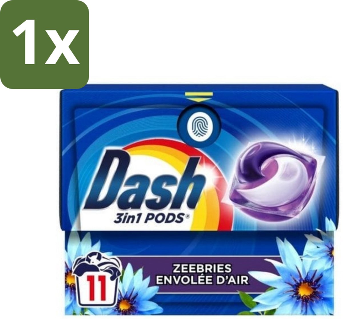 Dash - Wasmiddel Capsules - 3-in-1 Pods - Witte en Gekleurde Was - Zeebries - 11 Wasbeurten - 1 stuk
