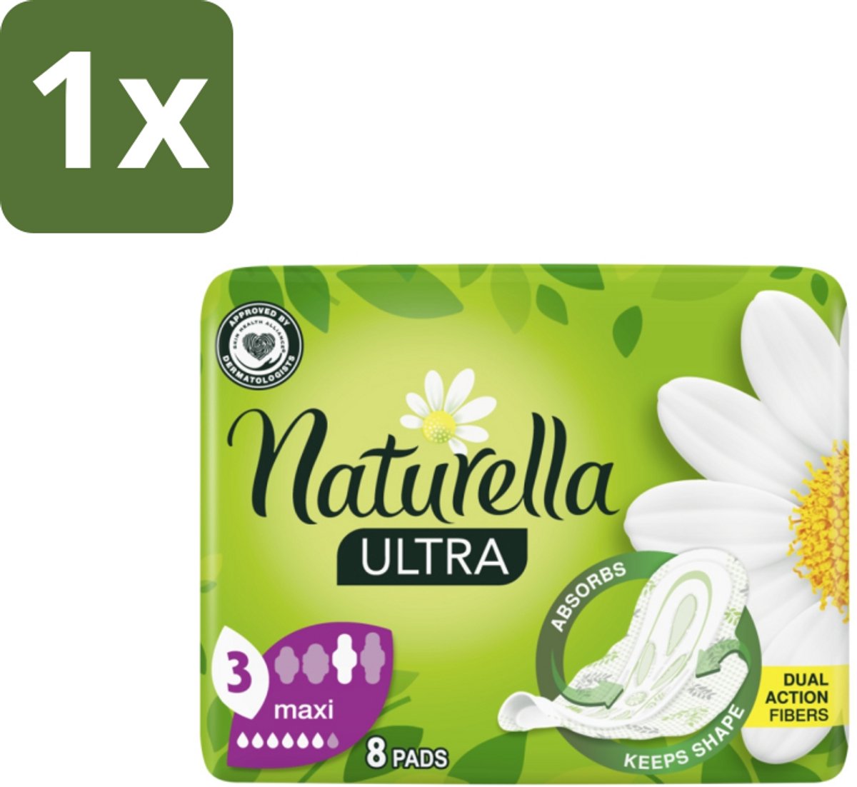 Natur'ella - Ultra - Maandverband - Maxi - 8 Pads - 1 stuk